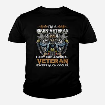 Biker Veteran Like Normal Except Much Cooler Funny Youth T-shirt | Crazezy