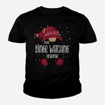 Binge Watching Gnome Matching Family Pajamas Christmas Gift Youth T-shirt | Crazezy