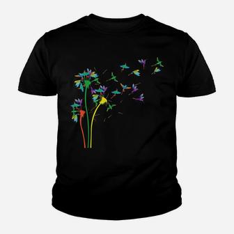 Birds Flower Fly Dandelion Swallow, Macaw, Birds Lover Youth T-shirt | Crazezy
