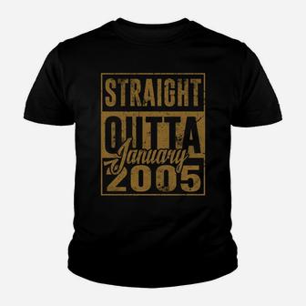 Birthday 365 Retro Straight Outta January 2005 Birthday Gift Youth T-shirt | Crazezy