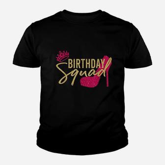Birthday Squad Party Birthday Pink Gold Shoe Gift Youth T-shirt | Crazezy