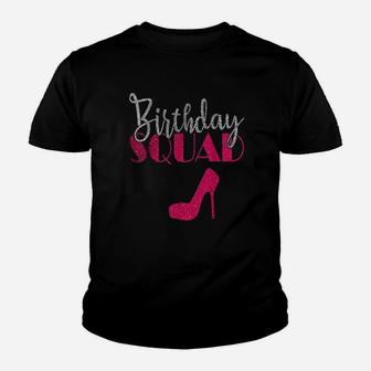 Birthday Squad Silver Bday Pink Shoe Gift Youth T-shirt | Crazezy CA