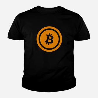 Bitcoin-Symbol Unisex Kinder Tshirt in Schwarz, Krypto-Mode - Seseable