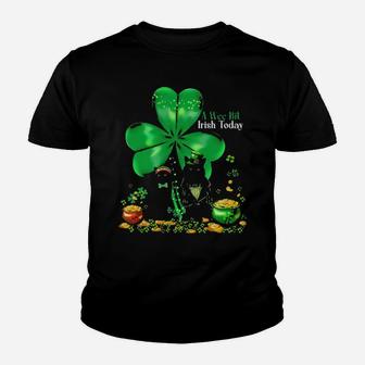 Black Cat A Wee Bit Irish Today Shamrock Youth T-shirt - Monsterry DE