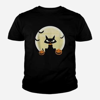 Black Cat And Full Moon Youth T-shirt | Crazezy