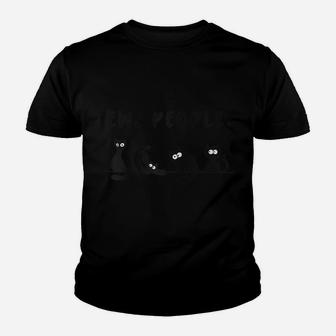 Black Cat Shirt Funny Womens Ew People Meowy Cat Lovers Raglan Baseball Tee Youth T-shirt | Crazezy