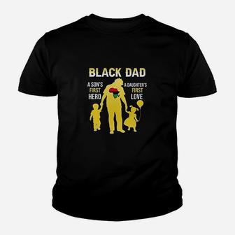 Black Dad A Son's First Hero Youth T-shirt | Crazezy CA