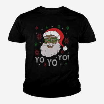 Black Funny Santa Claus Christmas Yo Yo Yo Xmas Costume Sweatshirt Youth T-shirt | Crazezy AU