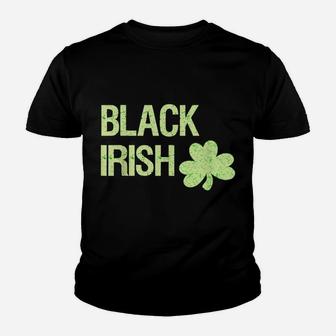 Black Irish St Patrick's Day Shirt With Shamrock Youth T-shirt | Crazezy DE