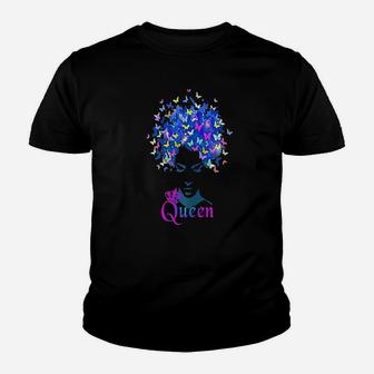 Black Is Beautiful Butterflies & Natural Hair Queens Youth T-shirt | Crazezy UK