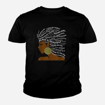 Black Is Beautiful Words Youth T-shirt | Crazezy
