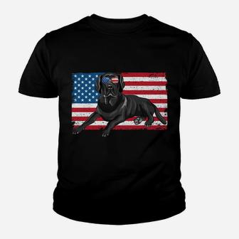 Black Labrador Retriever Black Lab Dad Mom American Flag Dog Youth T-shirt | Crazezy