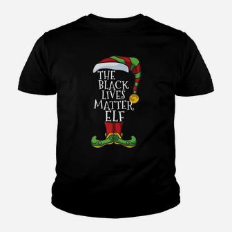 Black Lives Matter Elf Family Matching Christmas Fun Pajama Youth T-shirt | Crazezy