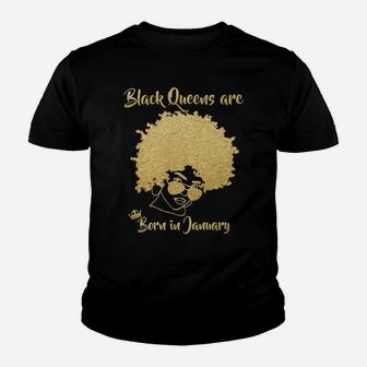 Black Queen January Birthday Gift Woman Afro Choclit Melanin Youth T-shirt | Crazezy UK