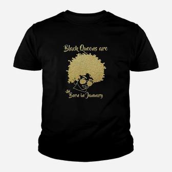 Black Queen January Birthday Gift Woman Afro Choclit Melanin Youth T-shirt | Crazezy UK