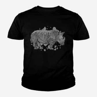 Black Rhino Graphic Animal Safari Wild Animal Rhino Youth T-shirt | Crazezy UK
