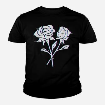Black Roses Aesthetic Black Flower Youth T-shirt | Crazezy UK