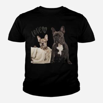 Black White French Bulldog Shirt Frenchie Mom Dad Dog Puppy Sweatshirt Youth T-shirt | Crazezy