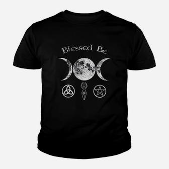 Blessed Be Triple Moon Youth T-shirt | Crazezy UK