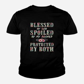 Blessed By God Spoiled By My Roofer Wife Women Gift Youth T-shirt | Crazezy