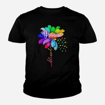 Blessed Grammie  Flower Funny Grandma Grandmother Mimi Youth T-shirt | Crazezy