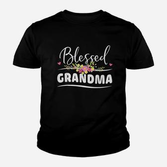 Blessed Grandma Floral Grandma Youth T-shirt | Crazezy UK