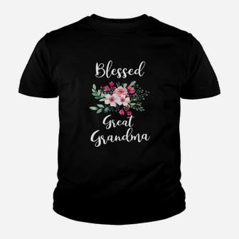Blessed Great Grandma Flower Bouquet Gift For Grandma Youth T-shirt | Crazezy CA