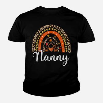 Blessed Nanny Funny Pumpkin Leopard Boho Rainbow Youth T-shirt | Crazezy CA