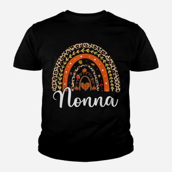 Blessed Nonna Funny Pumpkin Leopard Boho Rainbow Youth T-shirt | Crazezy