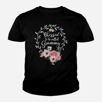 Blessed To Be Called Grammy Women Flower Decor Grandma Youth T-shirt | Crazezy AU