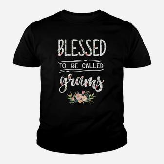 Blessed To Be Called Grams Floral Flower Youth T-shirt | Crazezy AU