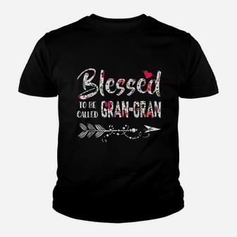 Blessed To Be Called Gran Gran Floral Gran Gran Youth T-shirt | Crazezy