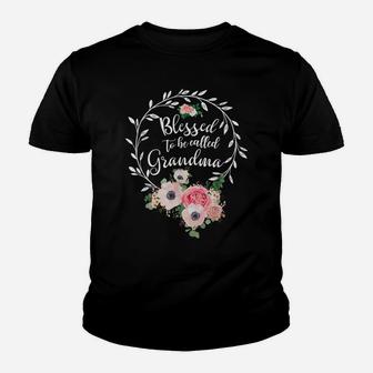 Blessed To Be Called Grandma Women Flower Decor Grandma Youth T-shirt | Crazezy AU