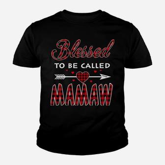 Blessed To Be Called Mamaw -Buffalo Plaid Grandma Christmas Youth T-shirt | Crazezy