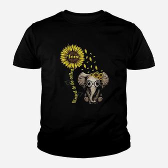 Blessed To Be Called Mom Sunflower Elephant Sunflower Youth T-shirt | Crazezy