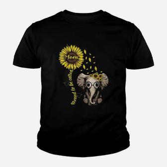 Blessed To Be Called Mom Sunflower Elephant Youth T-shirt | Crazezy AU