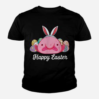 Blobfish In Ugly Face Bunny Ears Egg Hunting Easter Blobfish Youth T-shirt | Crazezy UK