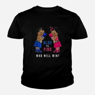 Blue Vs Pink Ethnic Boxing Babies Gender Reveal Youth T-shirt | Crazezy UK
