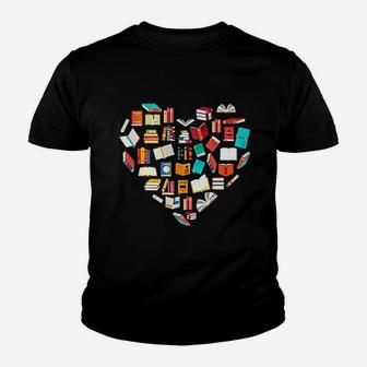 Book Lover Heart Shape Reading Youth T-shirt | Crazezy
