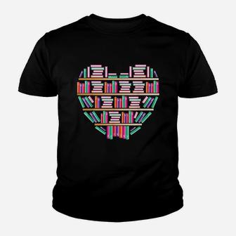 Book Reading Club Librarian Library Love Heart Youth T-shirt | Crazezy UK