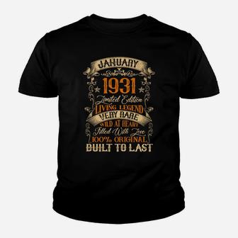 Born In January 1931 Vintage 90 Years Old 90Th Birthday Sweatshirt Youth T-shirt | Crazezy DE