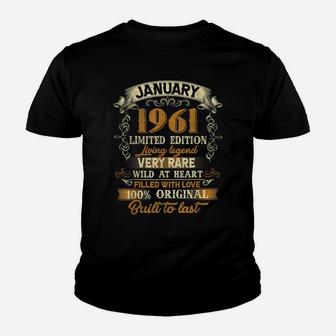 Born In January 1961 Vintage 60Th Birthday Gift 60 Yrs Old Youth T-shirt | Crazezy