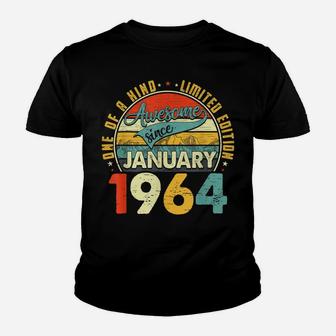 Born In January 1964 57Th Birthday Gift Retro 57 Years Old Youth T-shirt | Crazezy DE