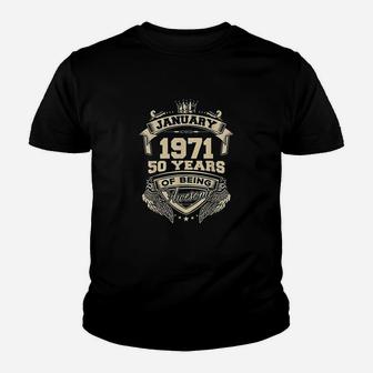 Born In January 1971 50 Years Of Being Awesome Youth T-shirt | Crazezy