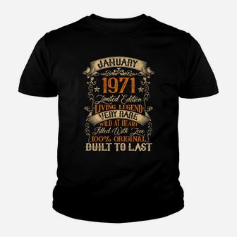 Born In January 1971 Vintage 50 Years Old 50Th Birthday Youth T-shirt | Crazezy DE