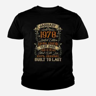 Born In January 1978 Vintage 43 Years Old 43Rd Birthday Youth T-shirt | Crazezy UK