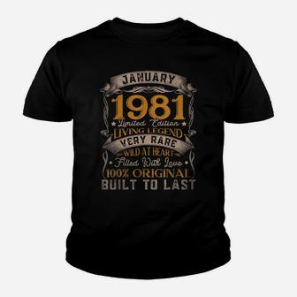 Born In January 1981 Vintage 40Th Birthday Gift 40 Years Old Youth T-shirt | Crazezy UK