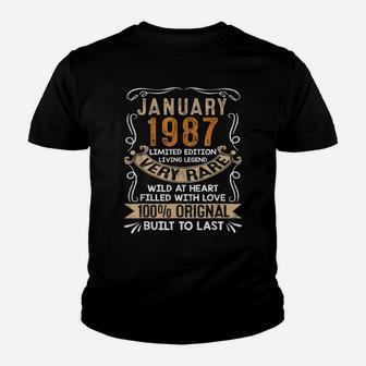 Born In January 1987 Vintage 34Th Bday Gift 34 Years Old Youth T-shirt | Crazezy