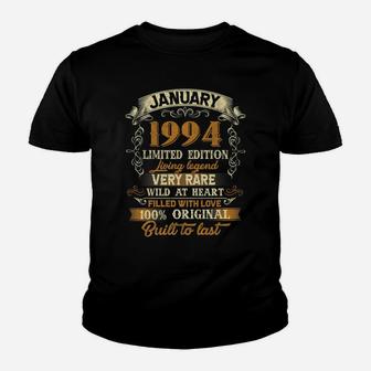 Born In January 1994 Vintage 27Th Birthday Gift 27 Yrs Old Youth T-shirt | Crazezy