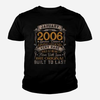 Born In January 2006 Vintage 15Th Birthday Gift 15 Years Old Youth T-shirt | Crazezy AU